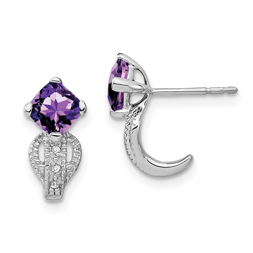 14k White Gold Amethyst and Real Diamond Earrings EM7086-AM-003-WA