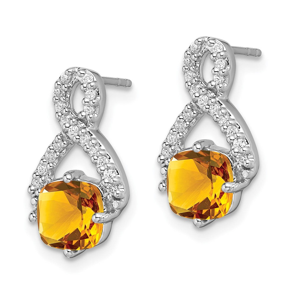 14k White Gold Citrine and Real Diamond Earrings EM7089-CI-017-WA