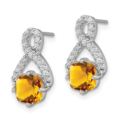 14k White Gold Citrine and Real Diamond Earrings EM7089-CI-017-WA