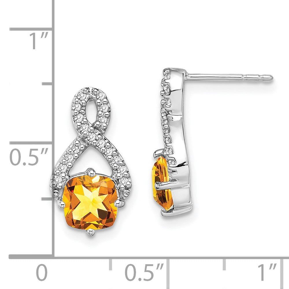 14k White Gold Citrine and Real Diamond Earrings EM7089-CI-017-WA
