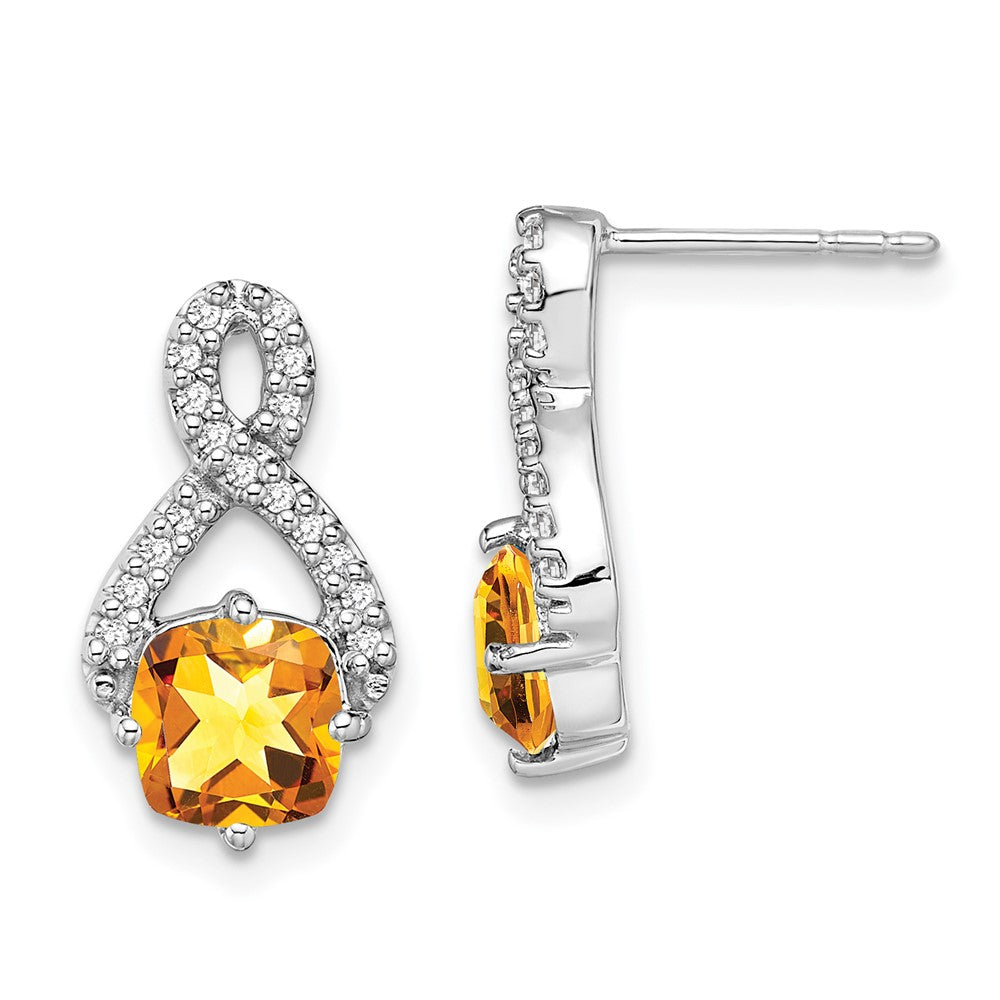 14k White Gold Citrine and Real Diamond Earrings EM7089-CI-017-WA