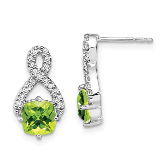 14k White Gold Peridot and Real Diamond Earrings EM7089-PE-017-WA