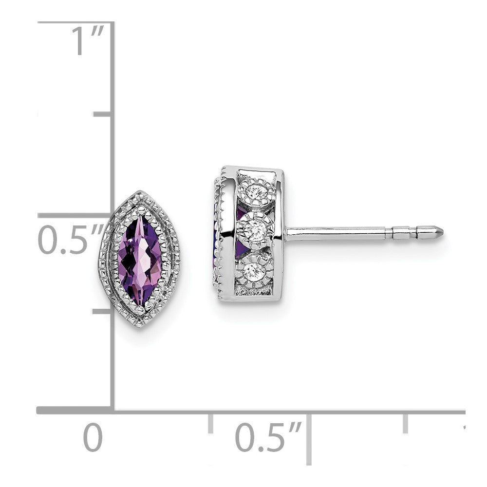 14k White Gold Marquise Amethyst and Real Diamond Earrings EM7095-AM-014-WA