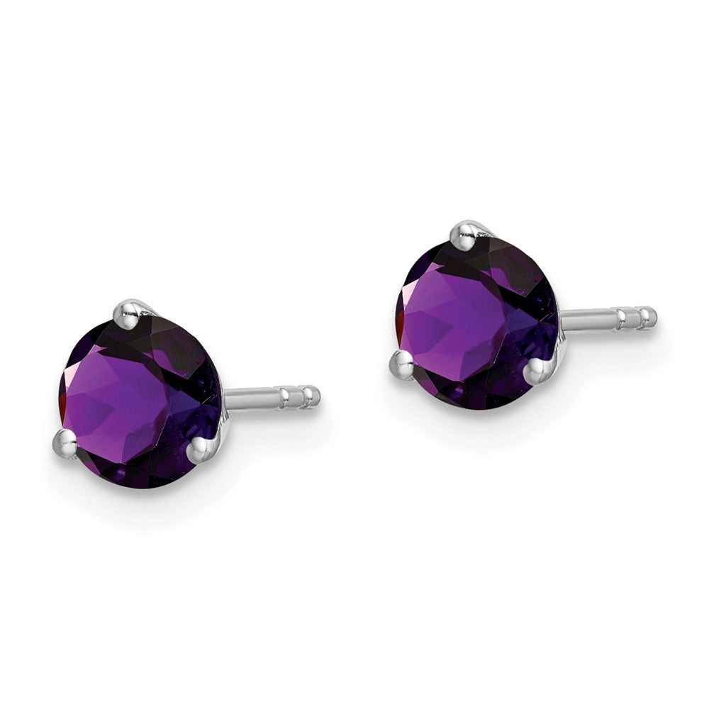 14k White Gold Round Amethyst Earrings EM7098-AM-W