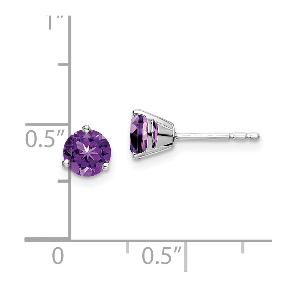 14k White Gold Round Amethyst Earrings EM7098-AM-W