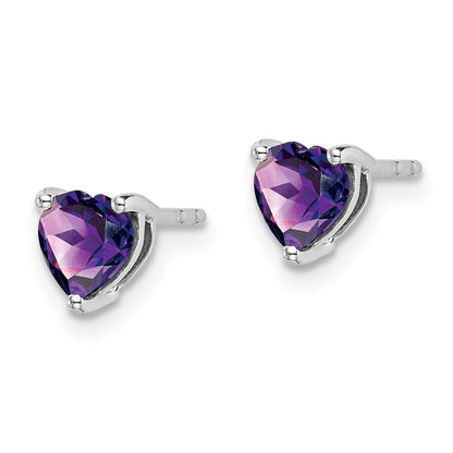 14k White Gold Heart Amethyst Earrings EM7099-AM-W