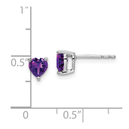 14k White Gold Heart Amethyst Earrings EM7099-AM-W