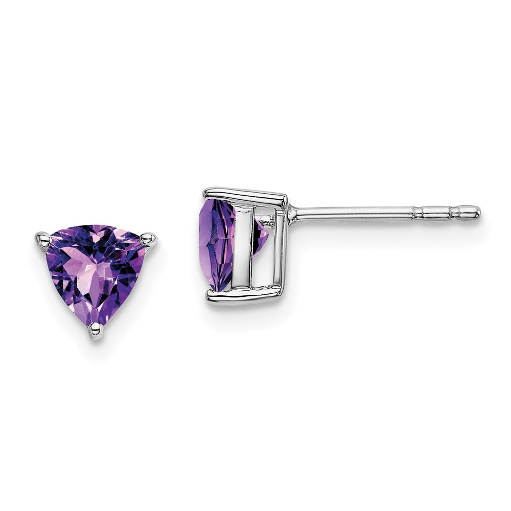 14k White Gold Trillion Amethyst Earrings EM7100-AM-W
