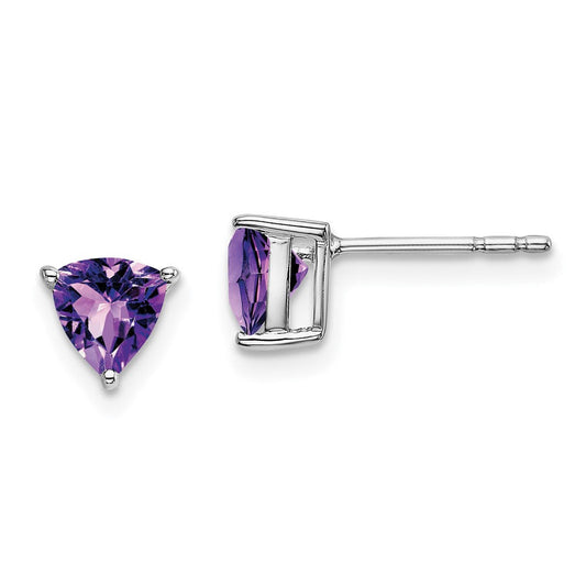 14k White Gold Trillion Amethyst Earrings EM7100-AM-W