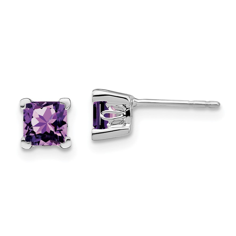 14k White Gold Square Amethyst Earrings EM7102-AM-W