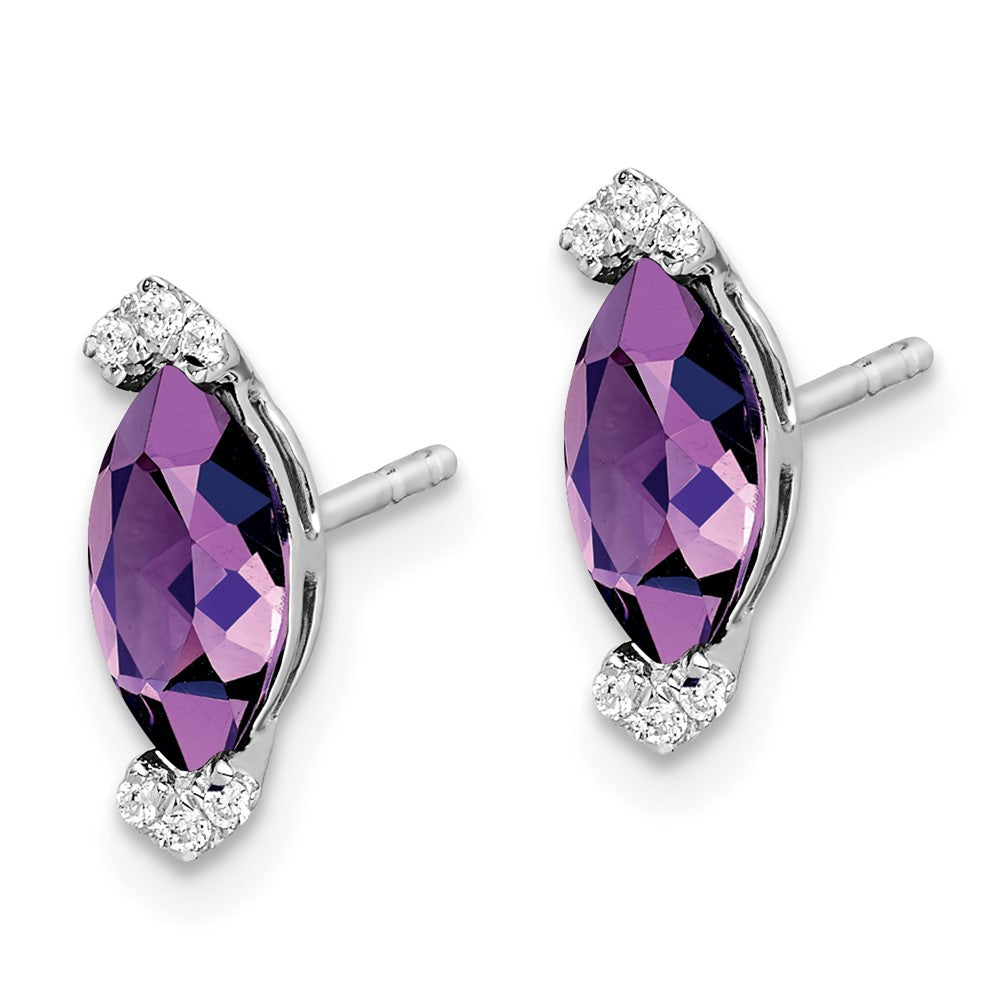 14k White Gold Marquise Amethyst and Real Diamond Earrings EM7109-AM-005-WA
