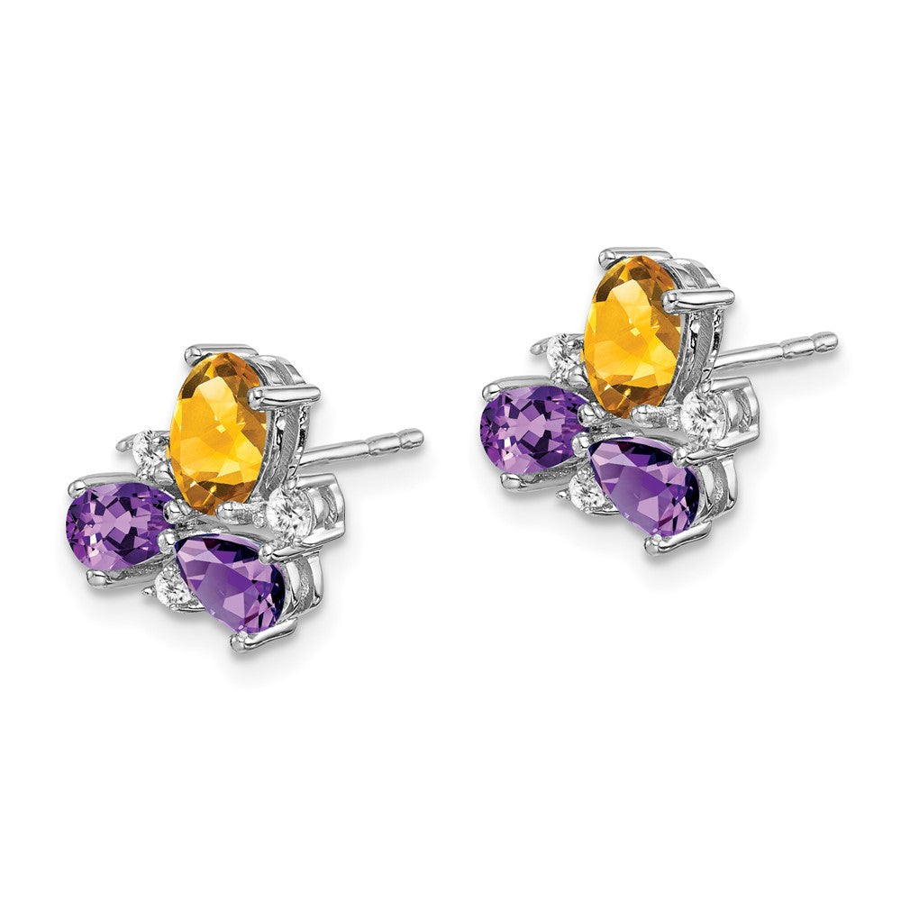 14k White Gold Amethyst/Citrine/Real Diamond Earrings EM7128-AM/CI-013-WA