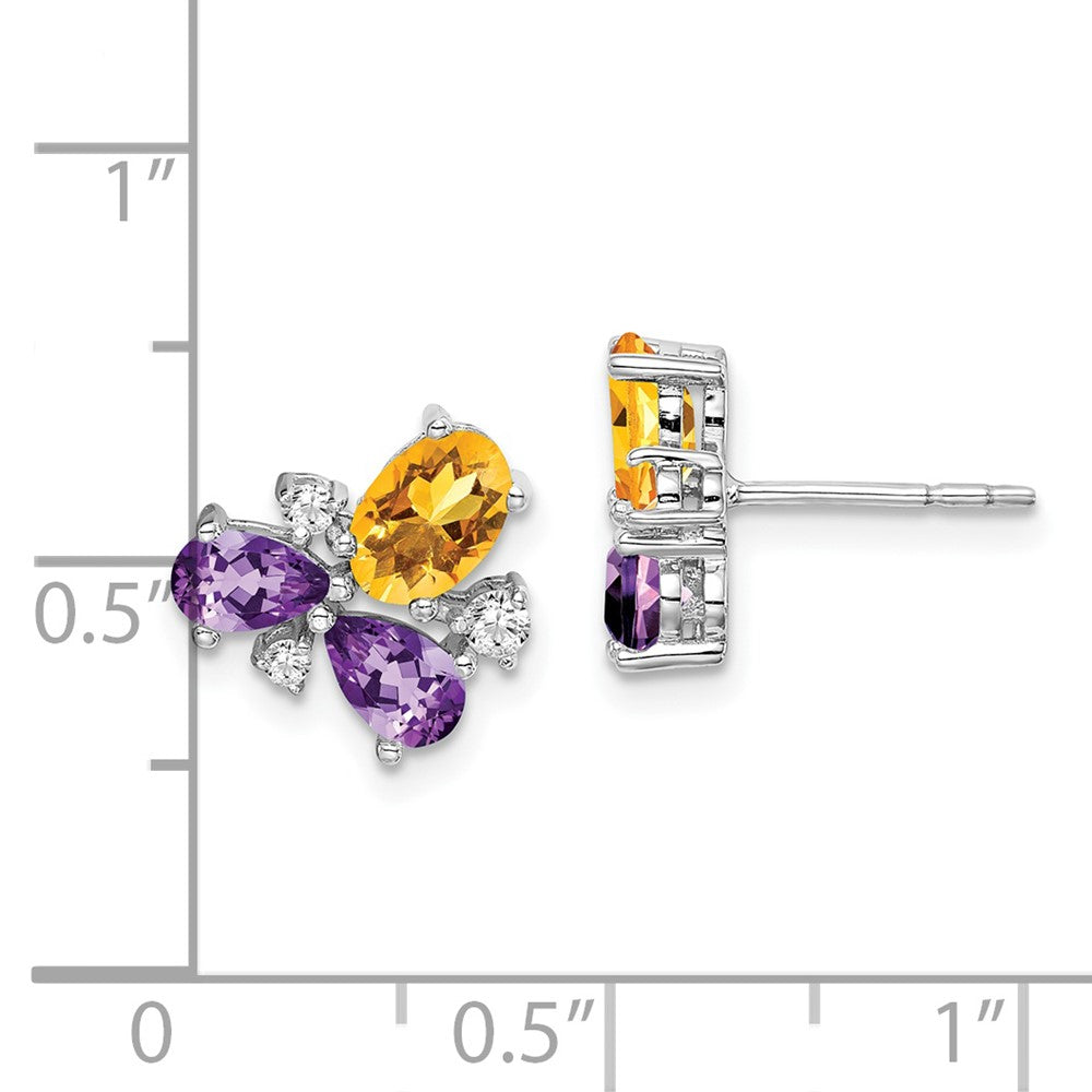 14k White Gold Amethyst/Citrine/Real Diamond Earrings EM7128-AM/CI-013-WA