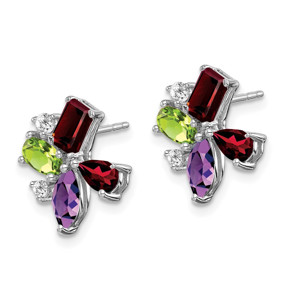 14k White Gold Amethyst/Peridot/Garnet/Real Diamond Earrings EM7129-AM/PE-011-WA