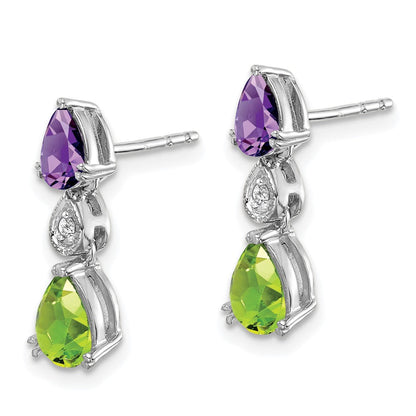 14k White Gold Amethyst/Peridot/Real Diamond Earrings EM7131-AM/PE-002-WA