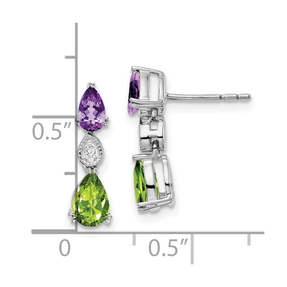 14k White Gold Amethyst/Peridot/Real Diamond Earrings EM7131-AM/PE-002-WA