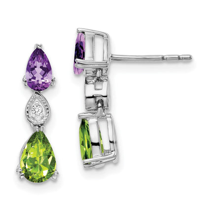14k White Gold Amethyst/Peridot/Real Diamond Earrings EM7131-AM/PE-002-WA