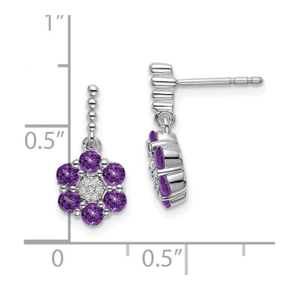 14k White Gold Amethyst and Real Diamond Earrings EM7191-AM-004-WA