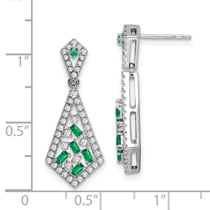 14k White Gold Emerald and Real Diamond Earrings EM7194-EM-060-WA