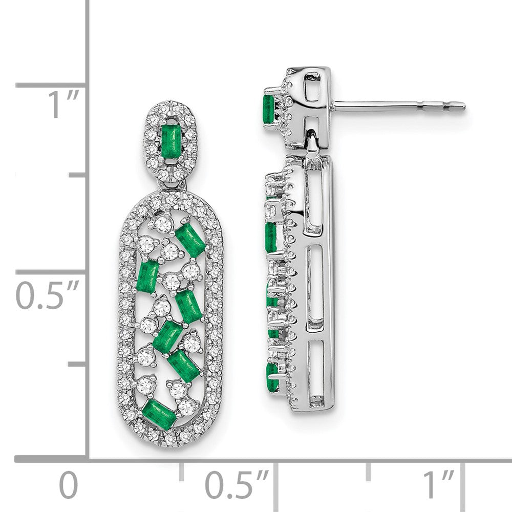 14k White Gold Emerald and Real Diamond Earrings EM7195-EM-055-WA