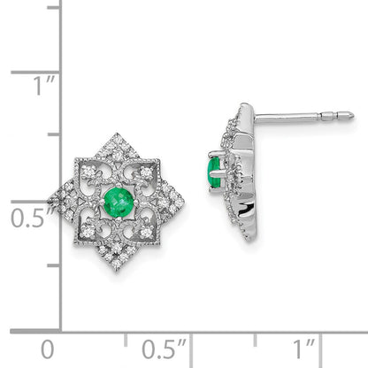 14k White Gold Emerald and Real Diamond Earrings EM7196-EM-025-WA