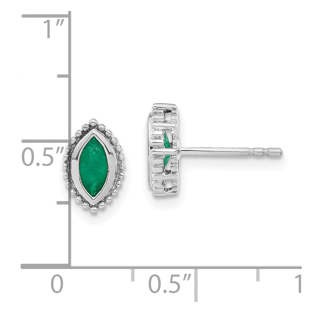 14k White Gold Marquise Emerald Post Earrings