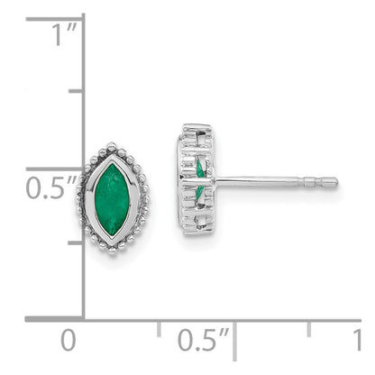 14k White Gold Marquise Emerald Post Earrings