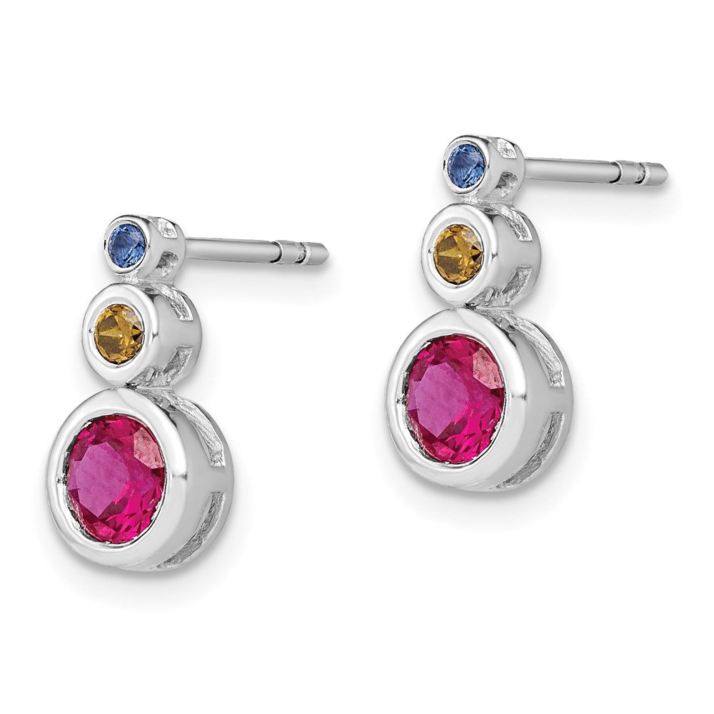 14k White Gold Ruby, Emerald and Sapphire Earrings EM7221-RSE-W