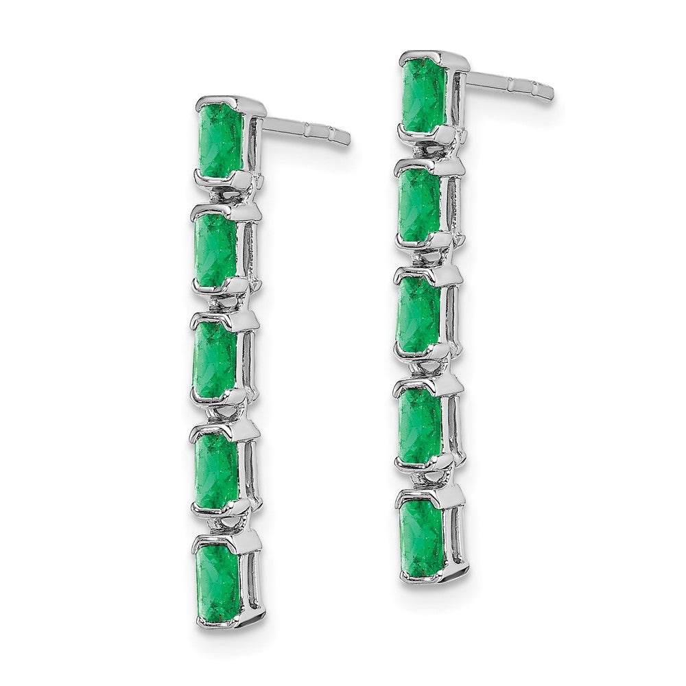 14k White Gold Emerald 5-stone Dangle Earrings EM7224-EM-W
