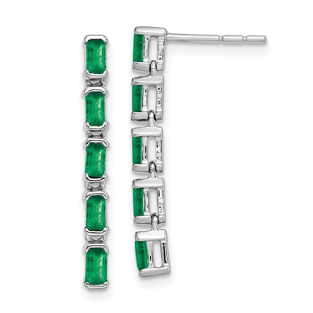 14k White Gold Emerald 5-stone Dangle Earrings EM7224-EM-W
