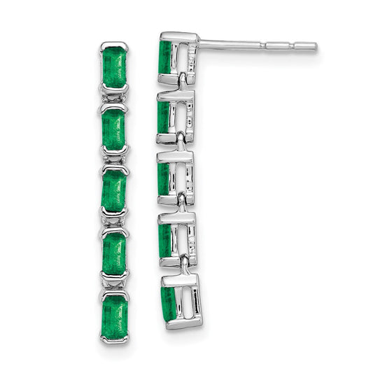 14k White Gold Emerald 5-stone Dangle Earrings EM7224-EM-W