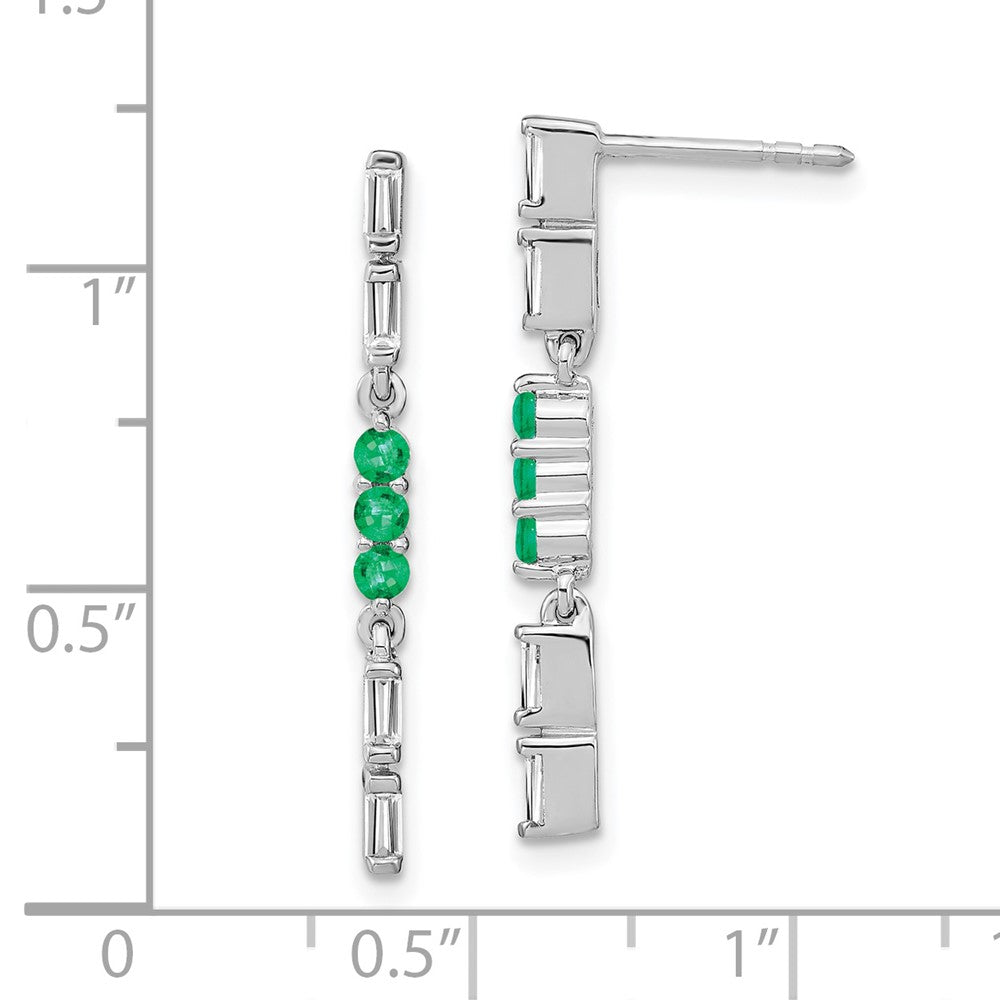 14k White Gold Emerald and Real Diamond Dangle Earrings EM7226-EM-023-WA