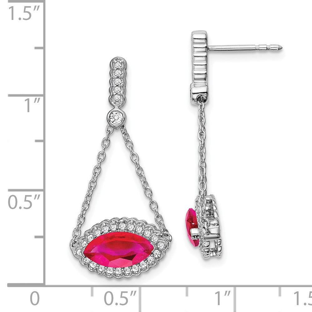 14k White Gold Marquise Created Ruby and Real Diamond Earrings EM7229-RU-033-WA