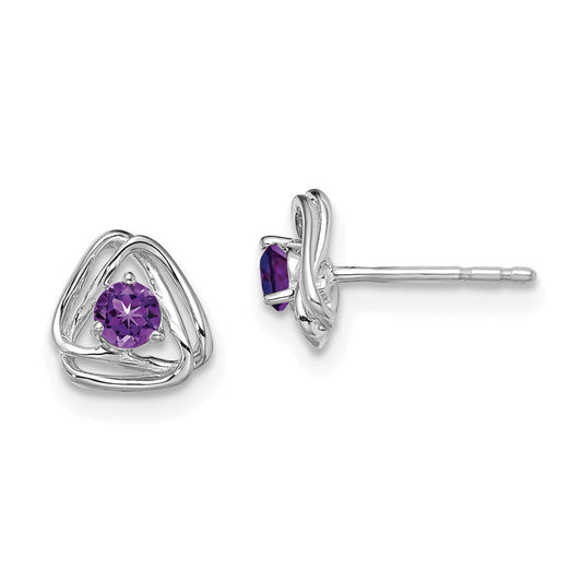 14k White Gold Amethyst Post Earrings EM7395-AM-W
