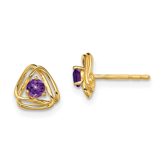 14k Yellow Gold Amethyst Post Earrings EM7395-AM-Y