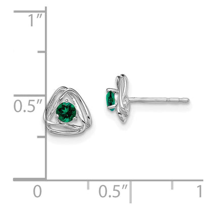 14k White Gold Created Emerald Post Earrings EM7395-CEM-W