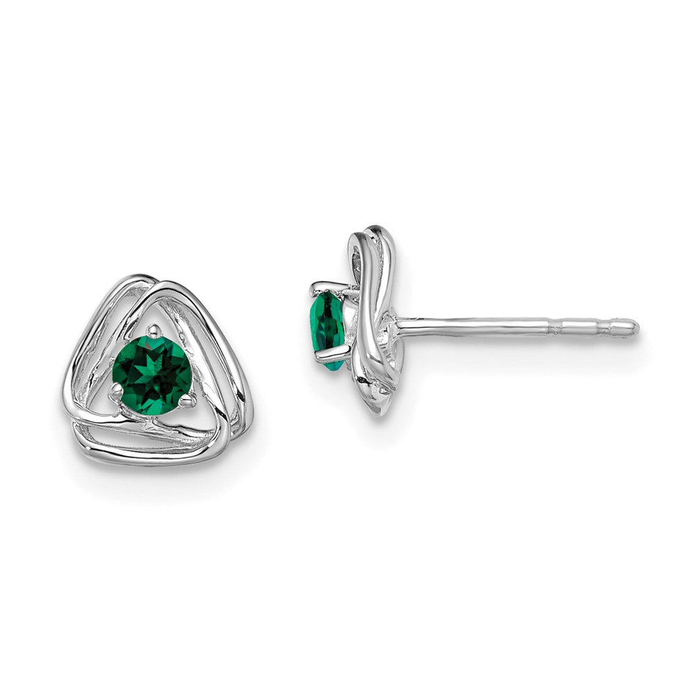 14k White Gold Created Emerald Post Earrings EM7395-CEM-W