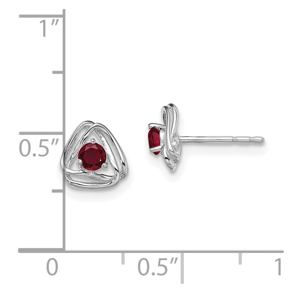 14k White Gold Created Ruby Post Earrings EM7395-CRU-W
