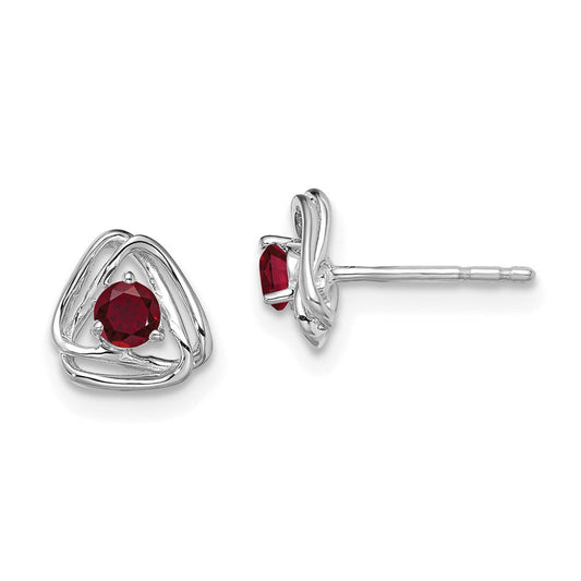 14k White Gold Created Ruby Post Earrings EM7395-CRU-W