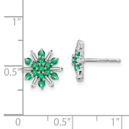 14k White Gold Emerald and Real Diamond Earrings EM7454-EM-18-WA