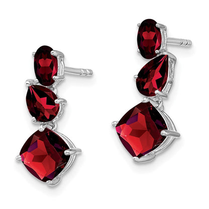 14k White Gold Garnet Dangle Earrings EM7457-GA-W
