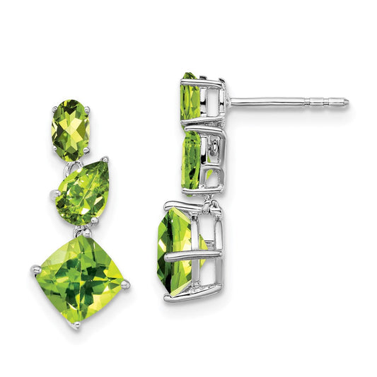 14k White Gold Peridot Dangle Earrings EM7457-PE-W
