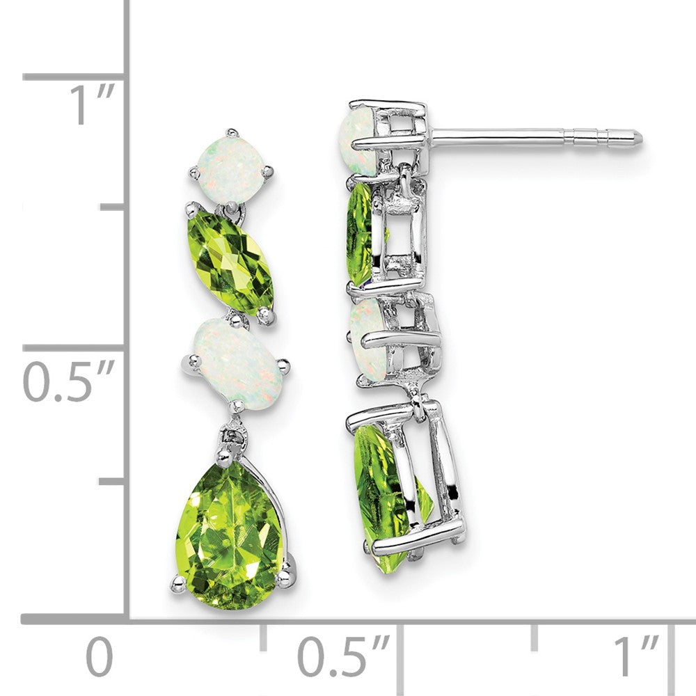 14k White Gold Peridot and Opal Dangle Earrings