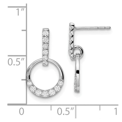 14k White Gold Circle Real Diamond Dangle Post Earrings EM8556-037-WA