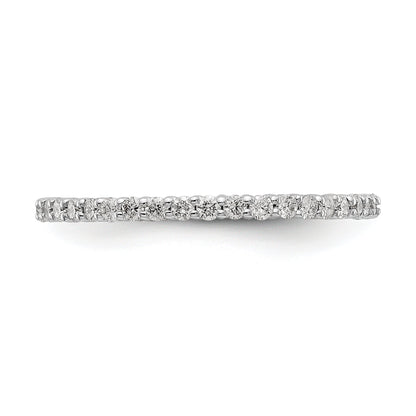 Solid Real 14k White Gold Polished Shared Prong 1/2ct CZ Eternity Wedding Band Ring