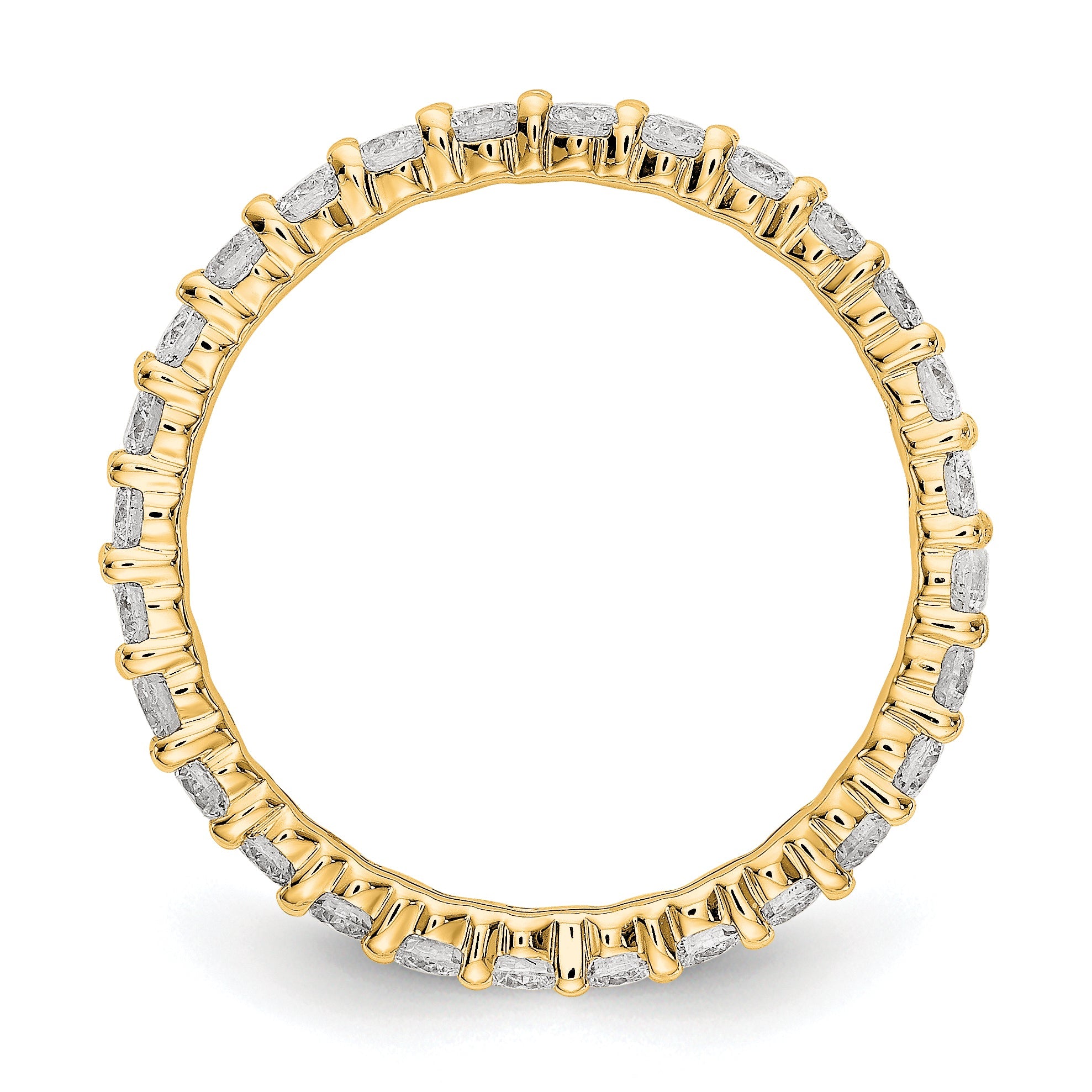 Solid Real 14k Polished shared Prong 1ct CZ Eternity Wedding Band Ring