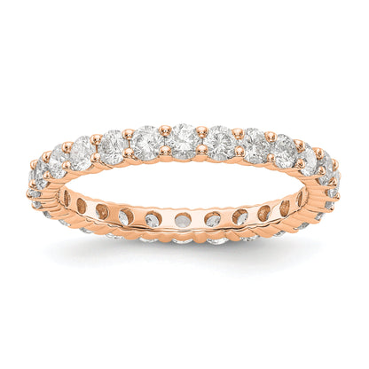 Solid Real 14k Rose Gold 1.5CT Shared Prong CZ Eternity Wedding Band Ring