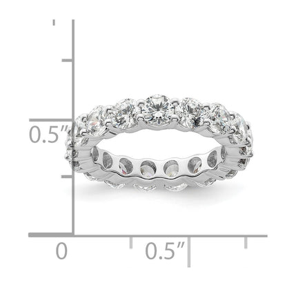 Solid Real 14k White Gold Polished Shared Prong 3ct Lab Grown Diamond Eternity Wedding Band Ring