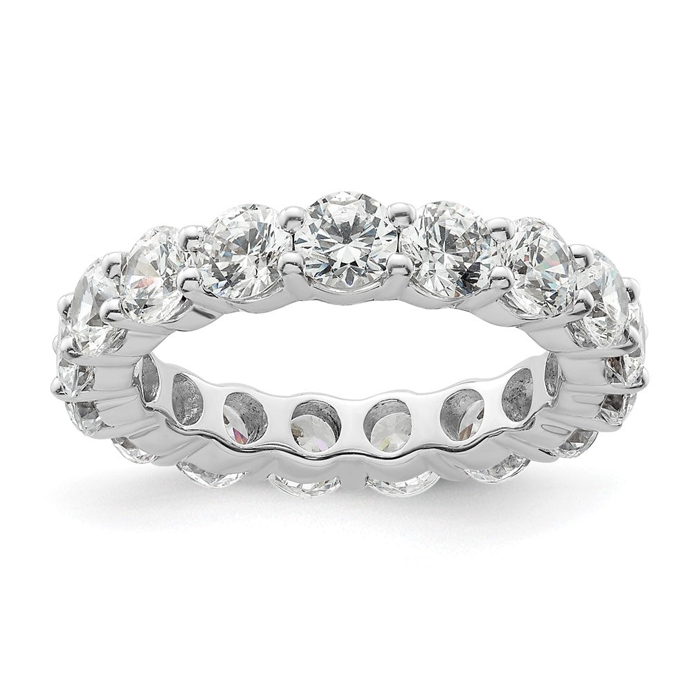 Solid Real 14k White Gold Polished Shared Prong 3ct Lab Grown Diamond Eternity Wedding Band Ring