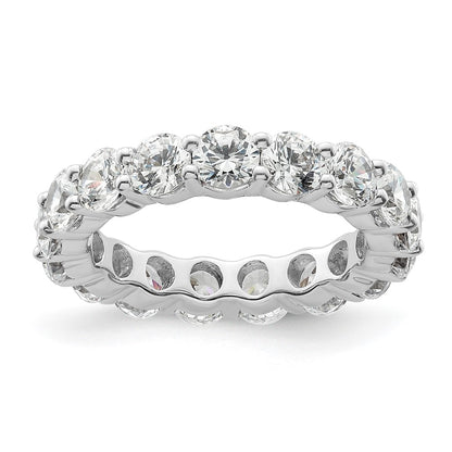 Solid Real 14k White Gold Polished Shared Prong 3ct Lab Grown Diamond Eternity Wedding Band Ring